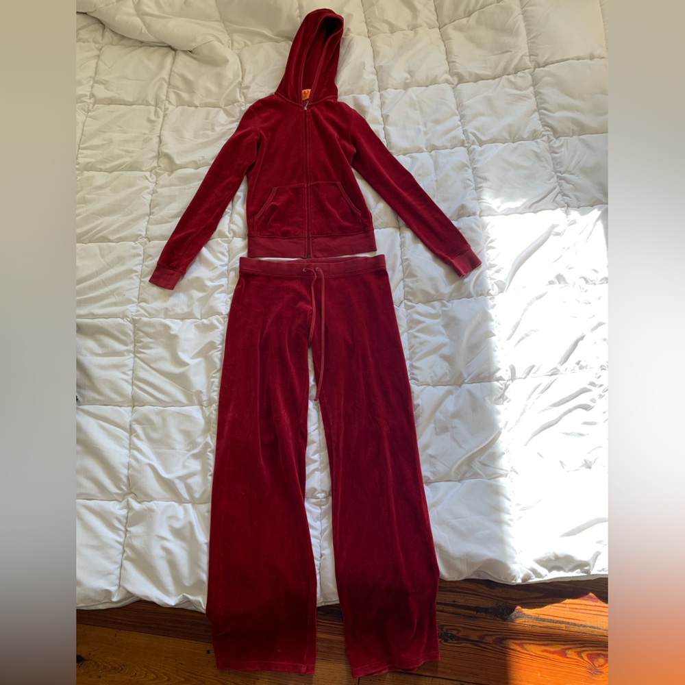 Juicy Couture red velour track suit